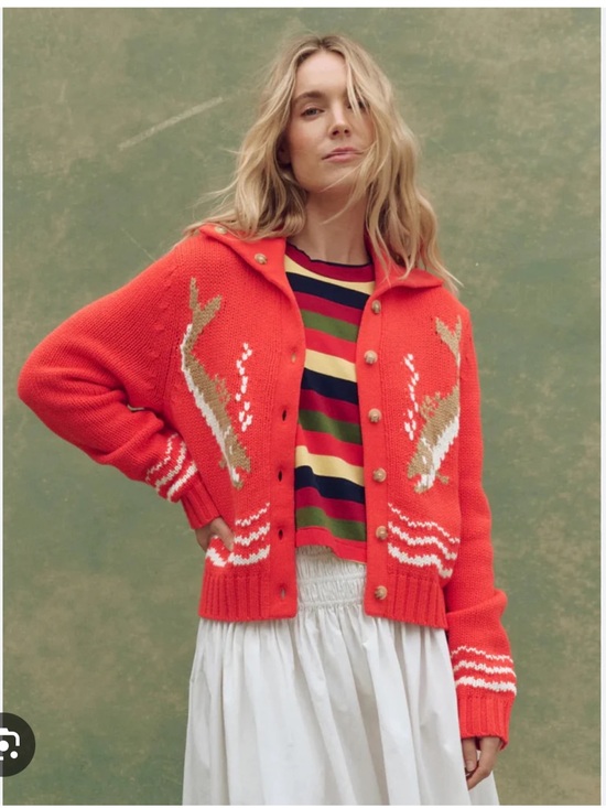 The Great Bass Cardigan Sweater XS Red